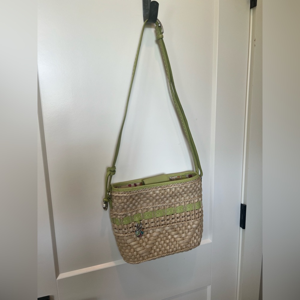 Brighton Authentic Vintage Straw Purse Lime Green Trim & Strap - Picture 4 of 13